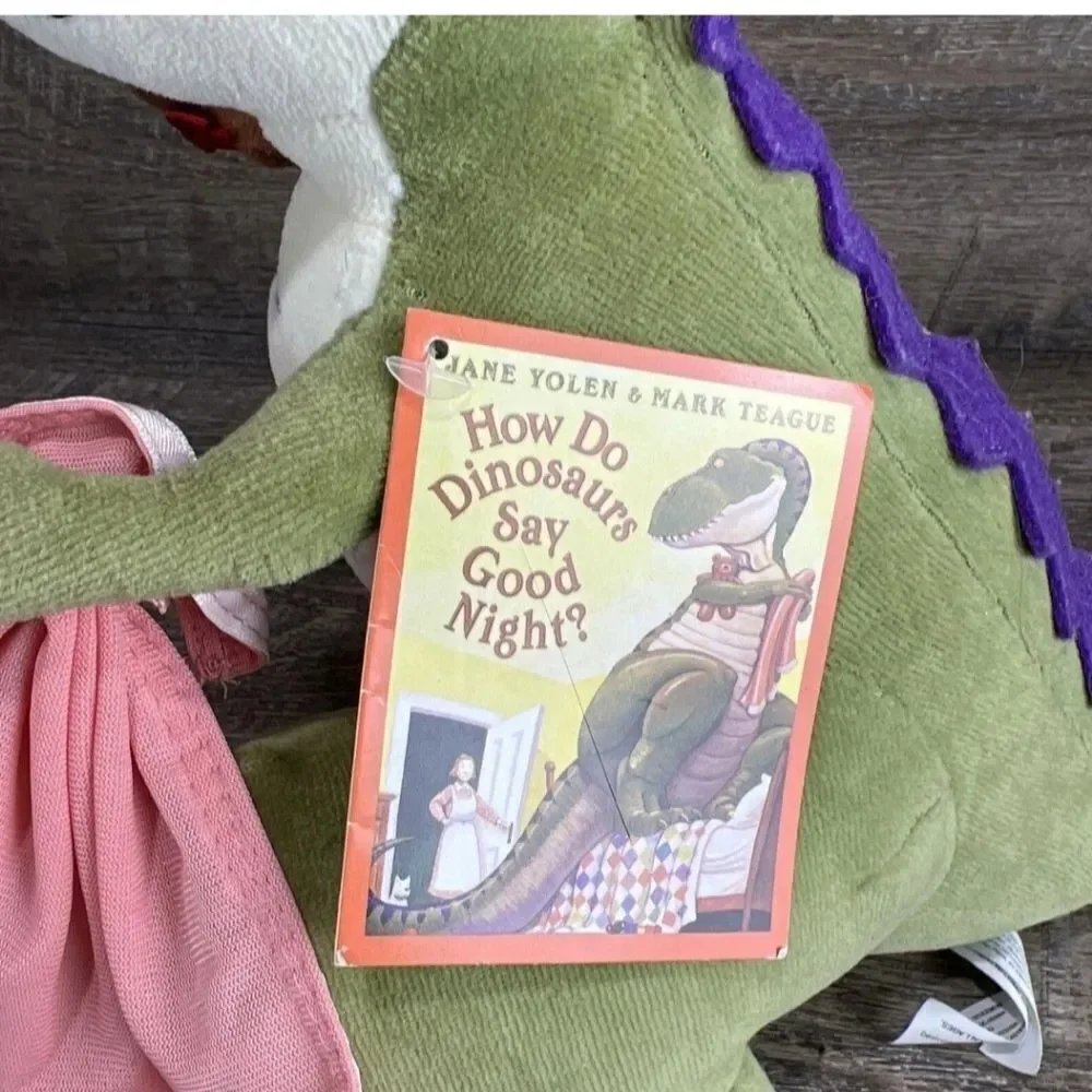 New Plush How Do Dinosaurs Say Goodnight T-Rex w/ Teddy & Blanket Yolen & Teague